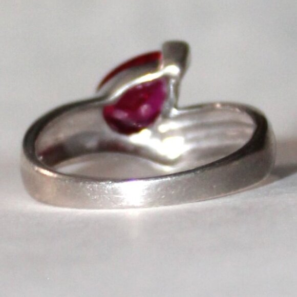 Sterling Silver Lab Created Ruby Ring - Picture 3 of 7